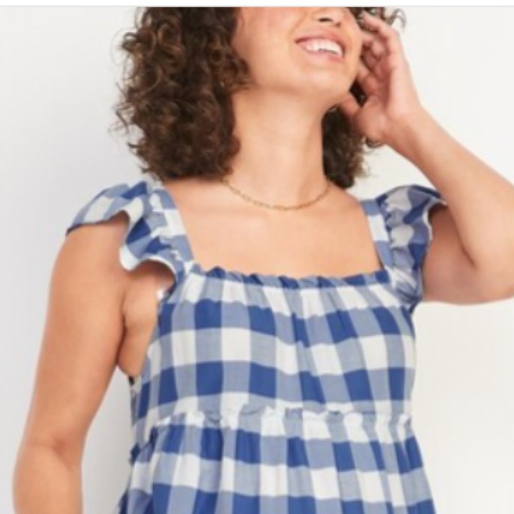 Old Navy Maternity Gingham Print Maxi Dress